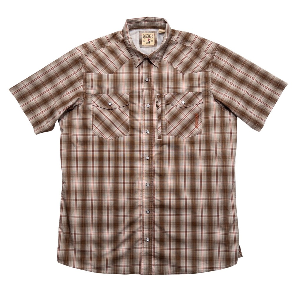 RedHead Brand Co XLT Plaid Snap Shirt Short Sleeve Fishing